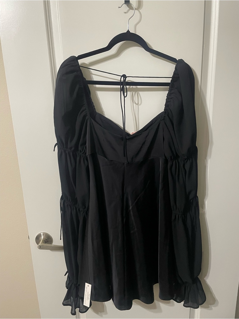 NWT For Love & Lemons Jillian Mini Dress Black Pink Rosette L $239 - Picture 3 of 10